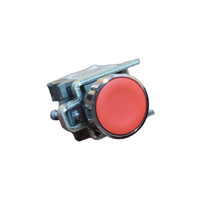 Schneider Push Button Switch Red Normally Open with metal frame and red circular button