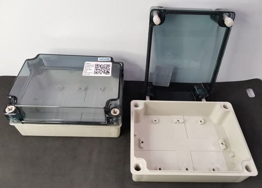 Sassin PVC Box 150x110x70 N type electrical enclosure with transparent cover and screw mounts