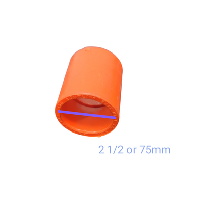 Atlanta PVC Coupling for Electrical Pipe 75mm in bright orange for pipe connections
