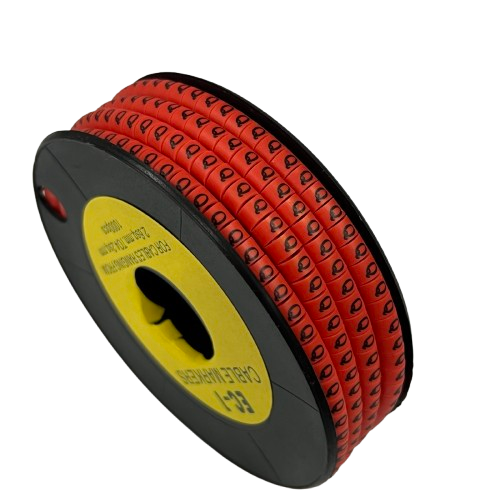 Grippes Q Marker Red 2.6mm to 4.2mm 1000pcs cable management markers on black spool