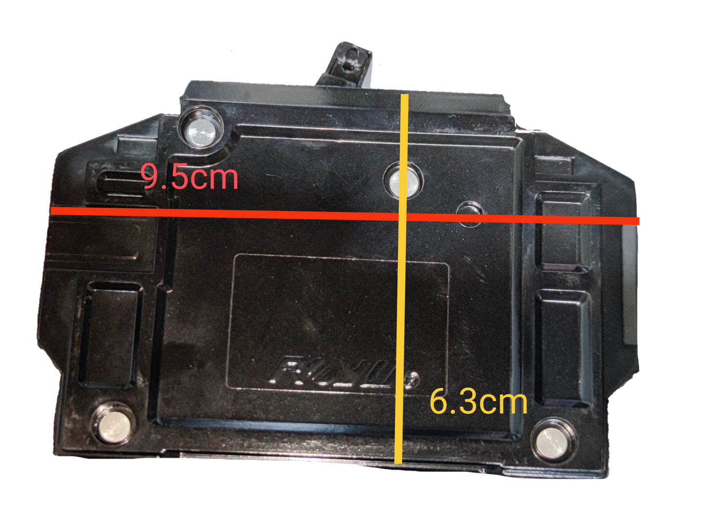 Royu 40A 2 pole circuit breaker black electrical component with detailed measurements
