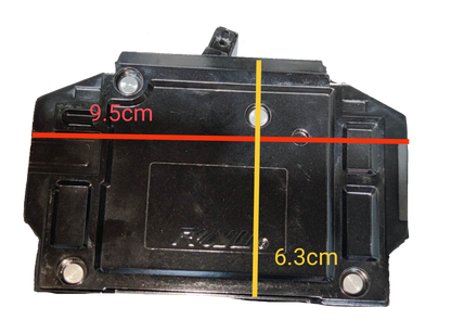 Royu 40A 2 pole circuit breaker black electrical component with detailed measurements