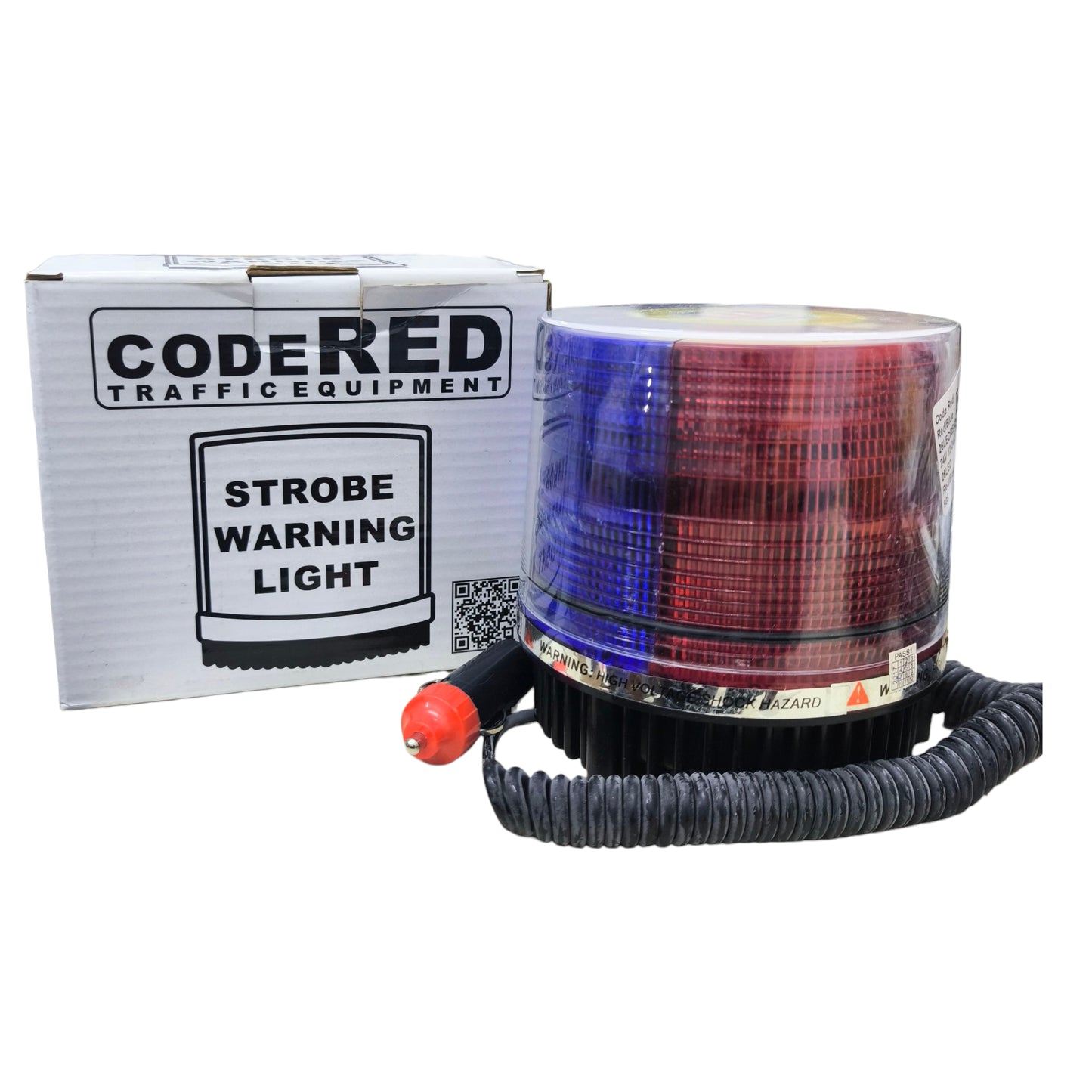 Code Red red blue strobe warning light 12V with powerful illumination for safety applications