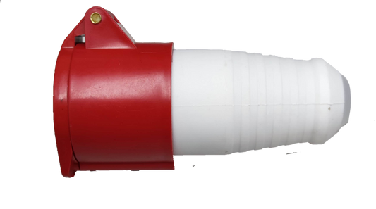 Grippes industrial outlet cord connector 16A in red and white, designed for heavy-duty electrical connections