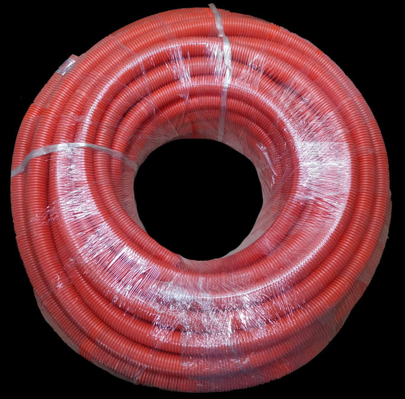 Poly flexible electrical conduit coil in red for durable electrical wiring protection