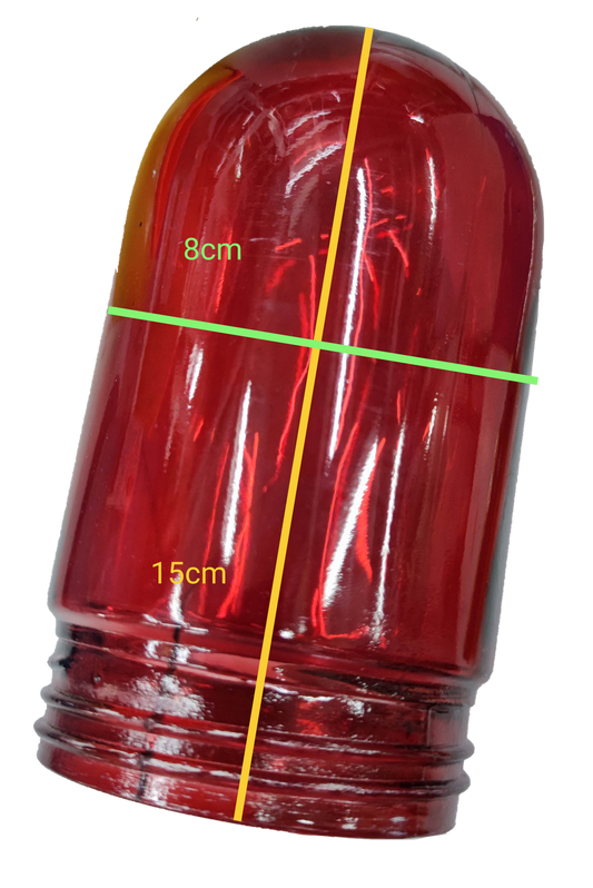 Biglite red vapor lamp glass cover measuring 15 cm height and 8 cm diameter for lighting installation