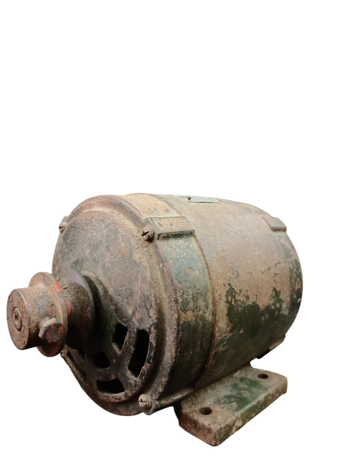 Kinma Induction Motor Single Phase Refurbished showing a worn and rusty exterior for electrical circuitry