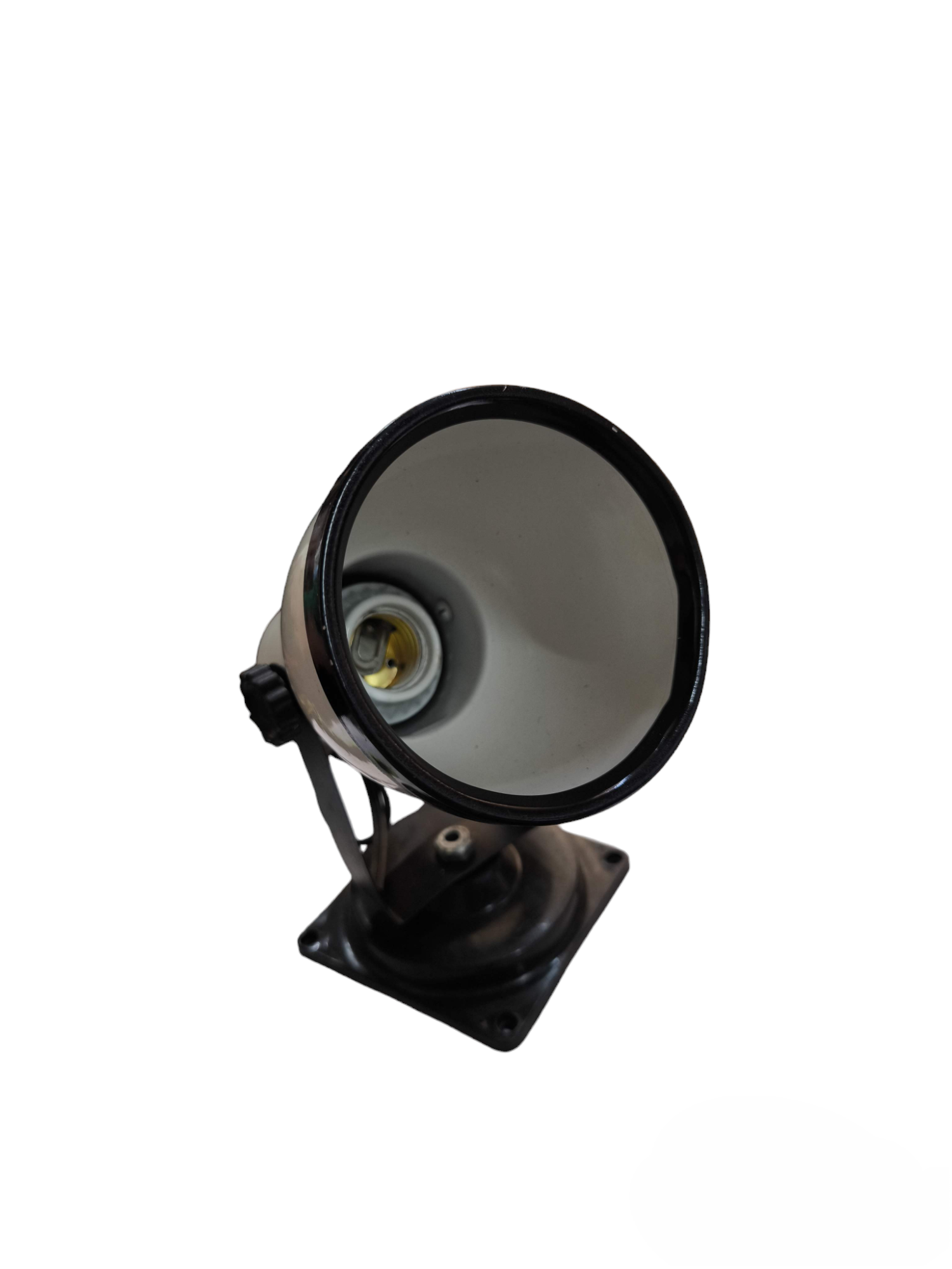 Adjustable black metal spotlight with white interior and mounting base Spot light Holder E27 Socket White
