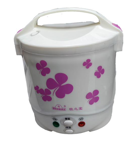 Compact Rice Cooker 1 Liter 12V DC with Floral Design and Easy-to-Use Controls