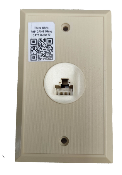 Taiwan made RJ45 wall socket for ethernet with beige plastic cover and single port
