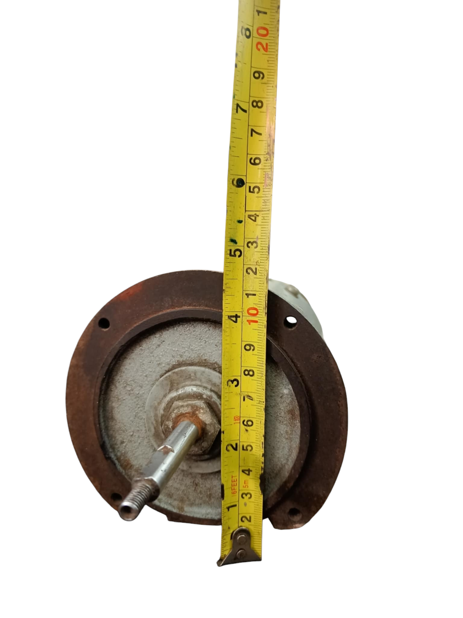 National RMP REFURBISHED Motor with visible measuring tape showing dimensions on electrical circuitry part