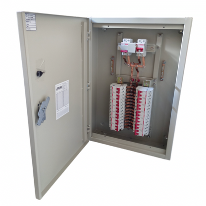 Electx Electrical Supply MTS Main 63A 2Pole with 14 Branches 2 Pole metal distribution panel with open door and breakers