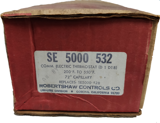 Robertshaw Thermostat 200F to 550F in original red packaging with product label and specifications