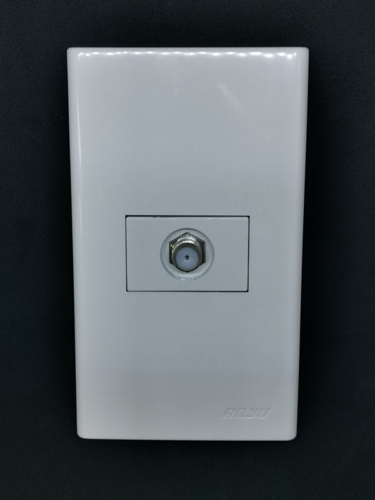 Royu white single gang wall plate with 1 Gang F Jack Thread Type Outlet coaxial connector flush mount