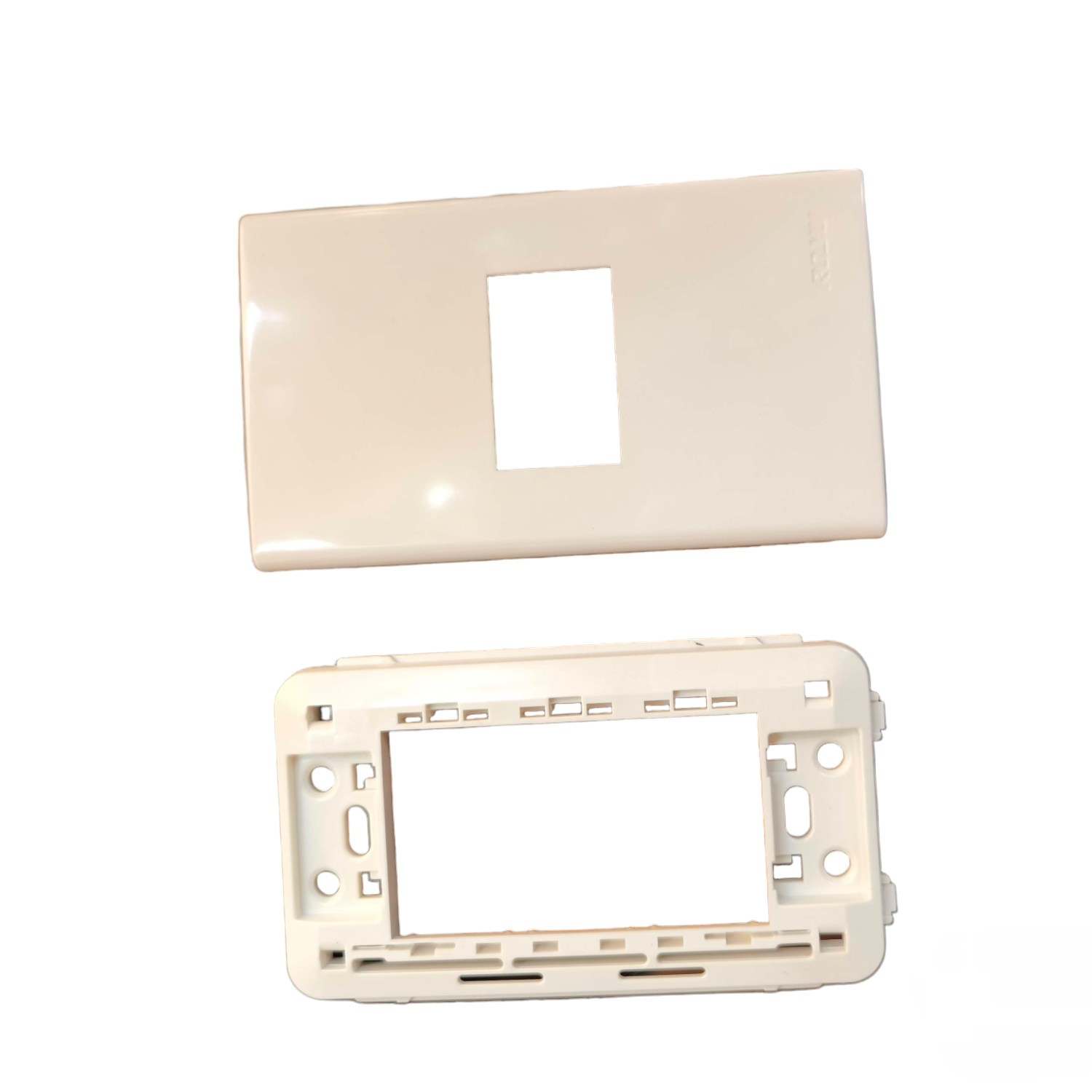 Royu RWP1 wall plate cover glossy white two piece snap in frame for single gang rectangular switch outlet