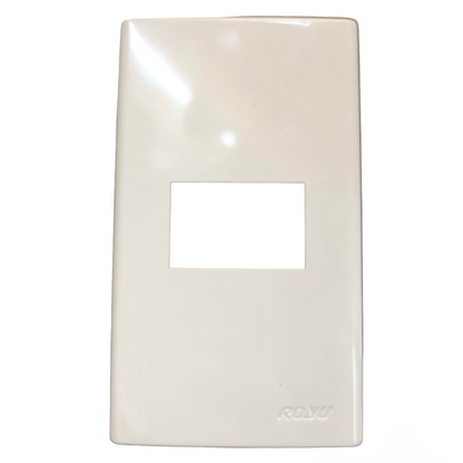 Royu white single gang RWP1 wall plate cover glossy plastic with rectangular data jack opening