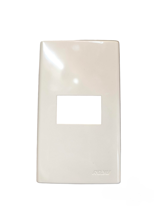 Royu white single gang RWP1 wall plate cover glossy plastic with rectangular data jack opening