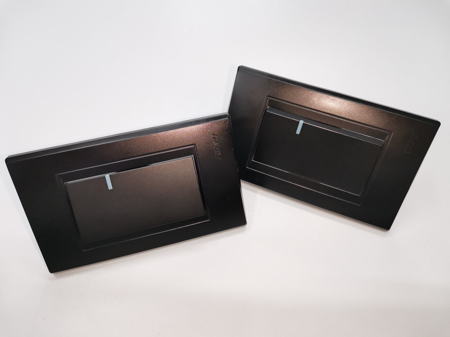 Royu Switch Flush 10A 250V Black double light switches with sleek rectangular design