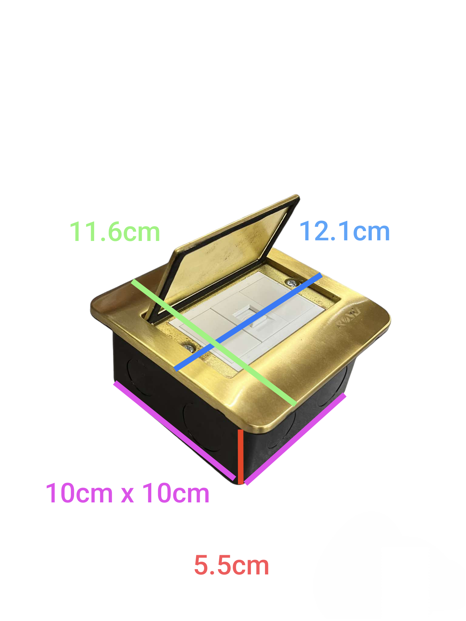 Royu Floor Outlet 1 Gang Telephone Outlet with brass cover and protective flip lid