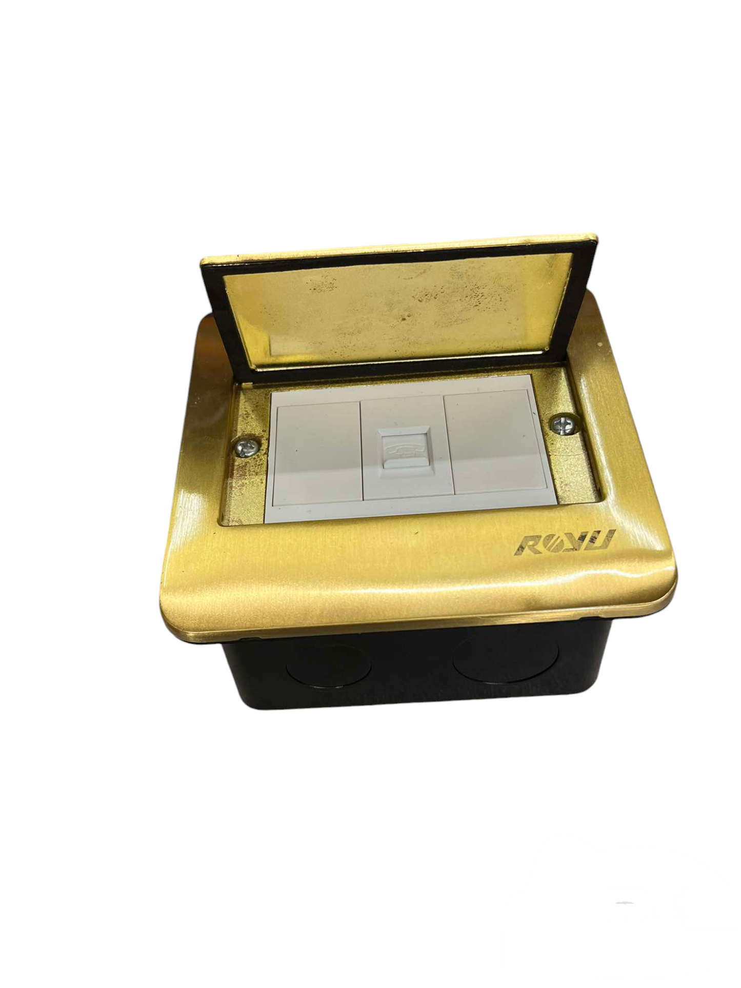 Royu Floor Outlet 1 Gang Telephone Outlet with gold cover and white socket for floor installation