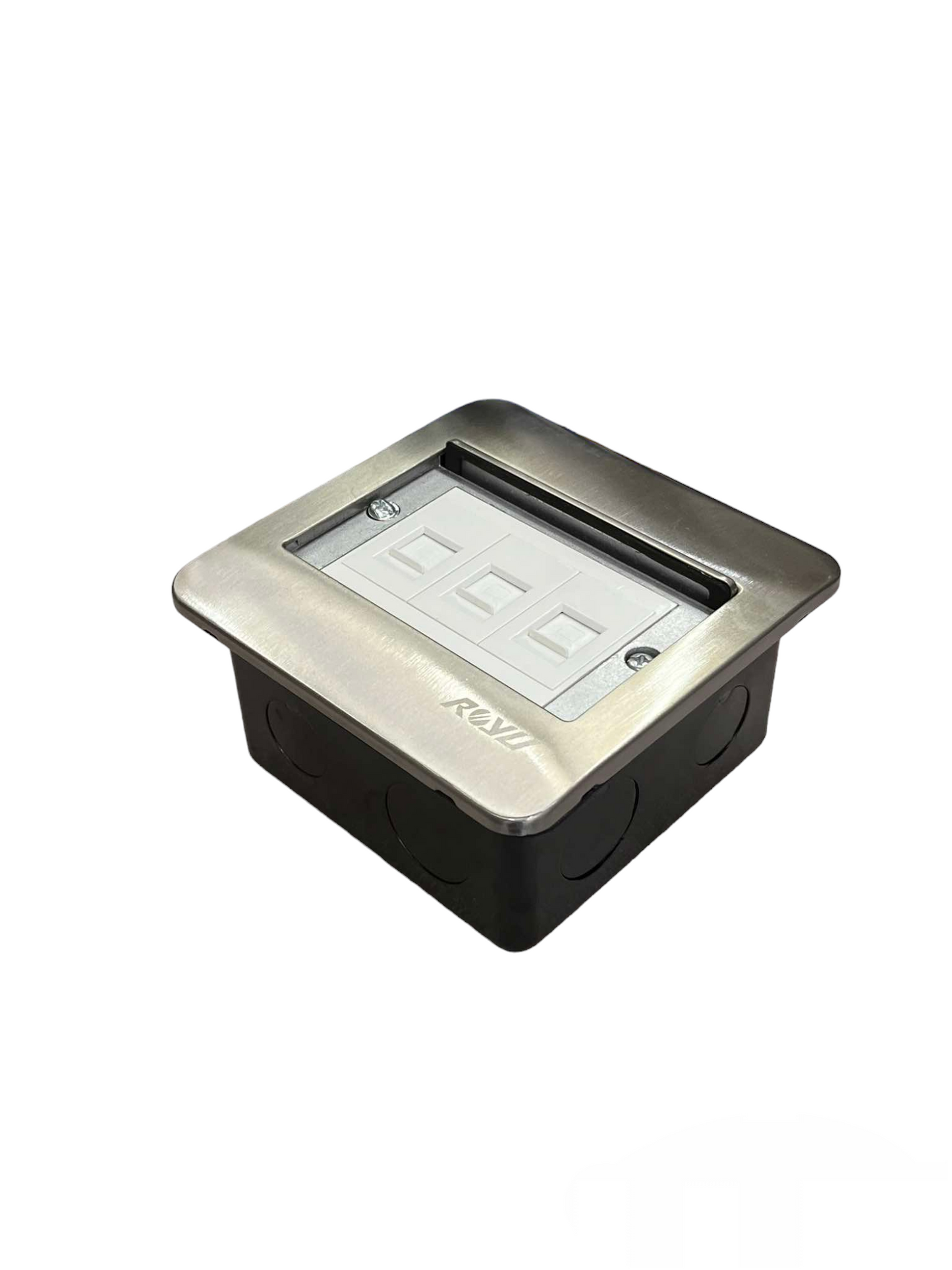 Royu Floor Outlet 3 Gang LAN Outlet with stainless steel frame for in-floor network connections