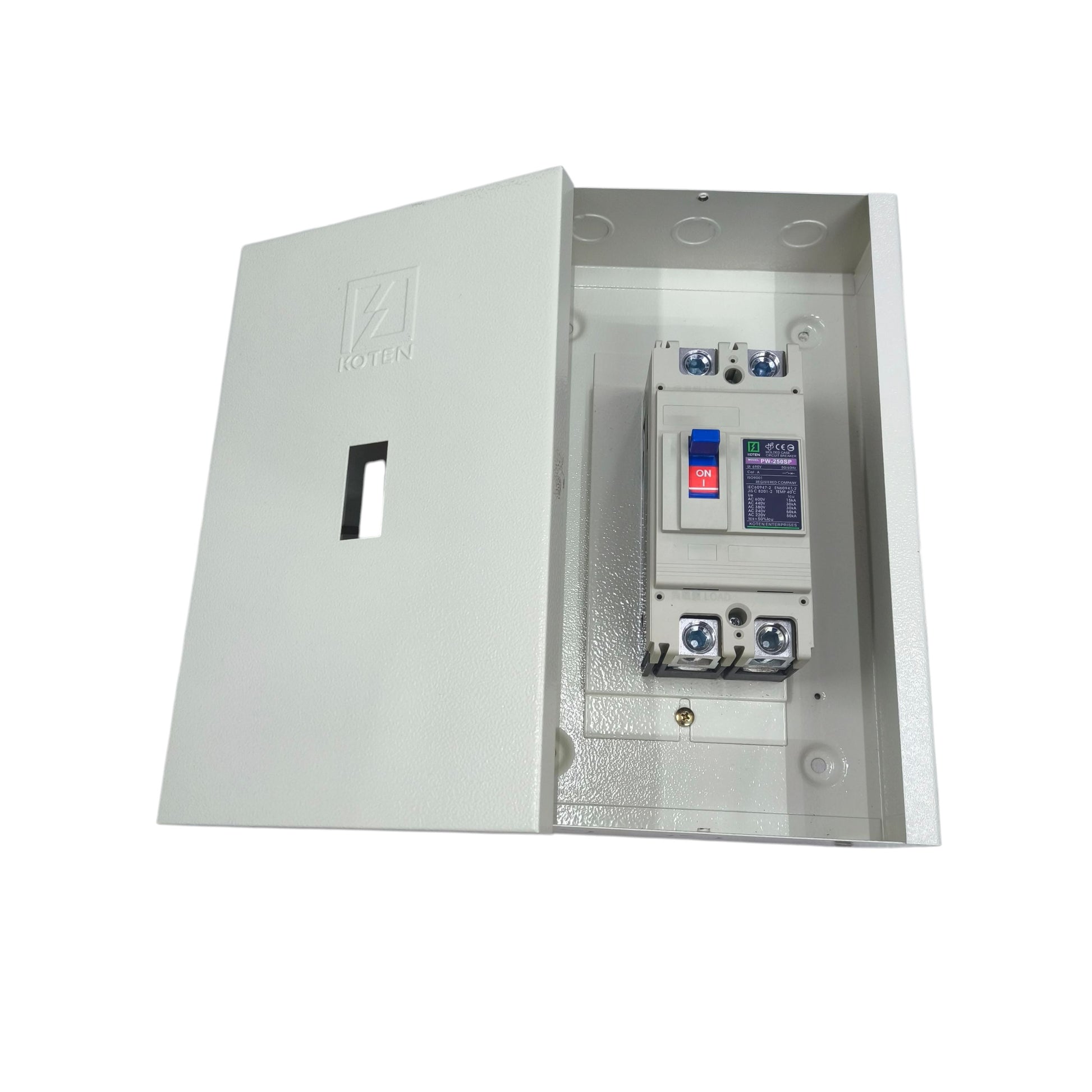 Koten industrial circuit breaker 125A housed in a durable metal enclosure for safe electrical protection