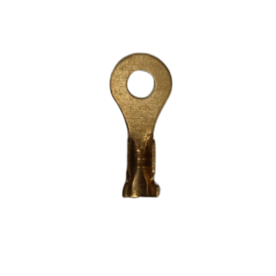 Brass round terminal lugs 4mm hole for secure electrical connections in circuit applications