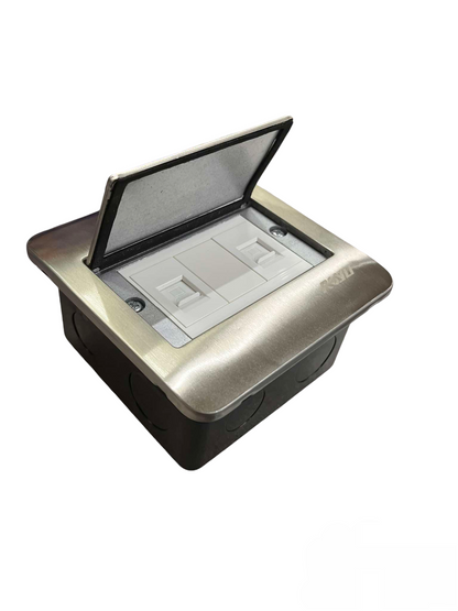 Royu Floor Outlet 2 Gang LAN Outlet with stainless steel cover and dual LAN ports