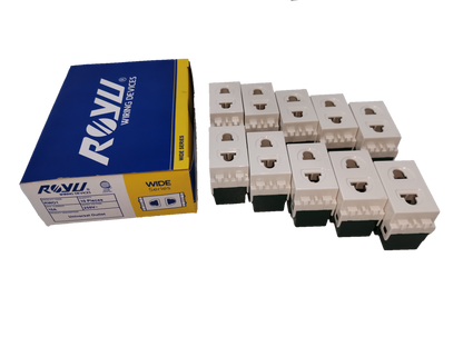 Royu Universal Outlet Receptacle 10A 250V white electrical sockets with blue and yellow packaging box
