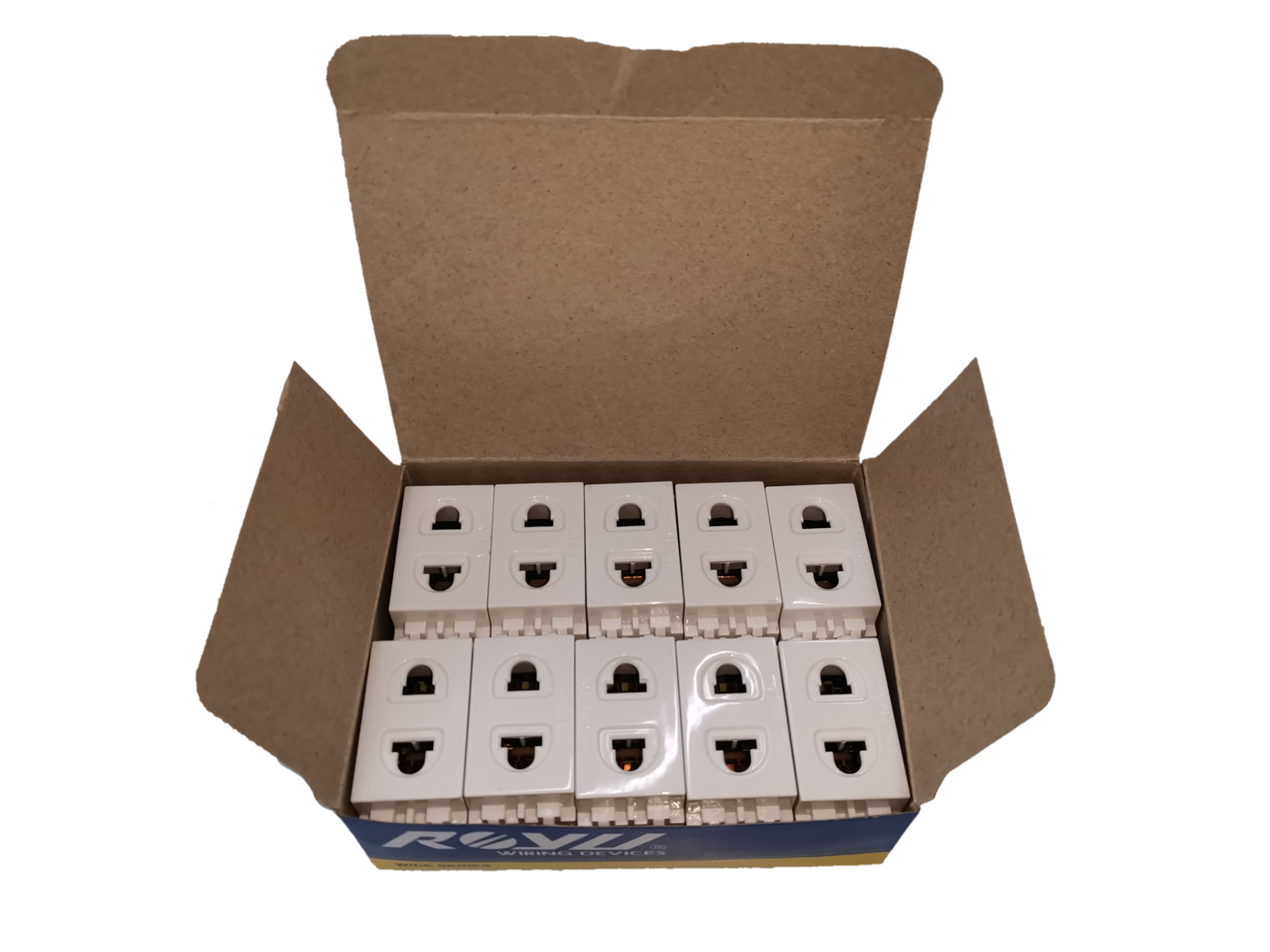 Box of Royu Universal Outlet Receptacle 10A 250V power points ready for installation