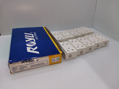 Royu Universal Outlet with Ground RWO11 white power points and packaging box shown in a set