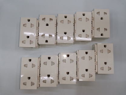 Royu Universal Outlet with Ground RWO11 multiple white power points and plugs arranged on a surface
