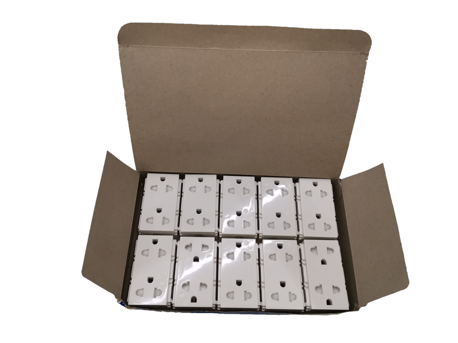 Royu Universal Outlet with Ground RWO11 power points packed in an open cardboard box