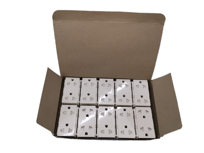 Royu Universal Outlet with Ground RWO11 power points packed in an open cardboard box
