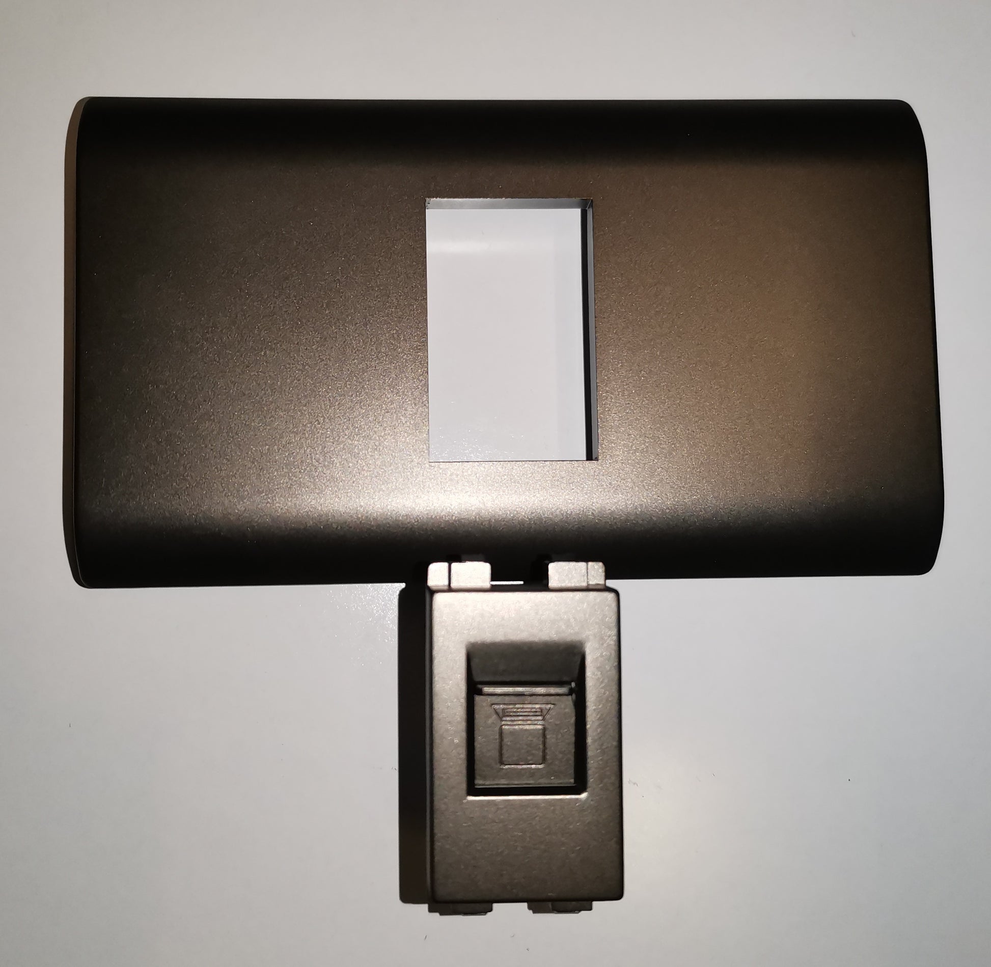 Royu 1 Gang LAN Outlet with Plate Dark Gray showing curved faceplate and single keystone LAN jack module