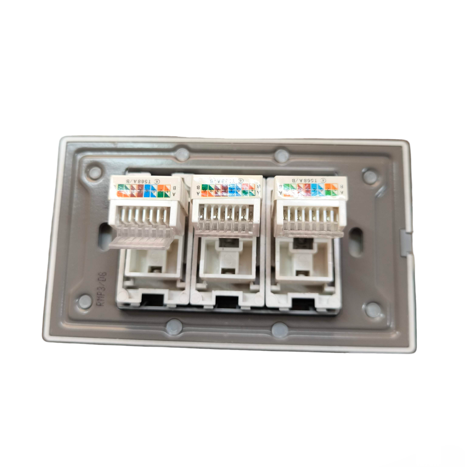 Royu 3 Gang Lan Outlet Dark Gray with three RJ45 Ethernet ports for network connectivity
