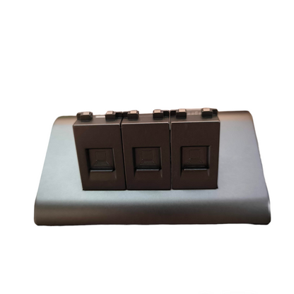 Royu 3 Gang Lan Outlet Dark Gray with three ethernet ports on a sleek dark gray panel