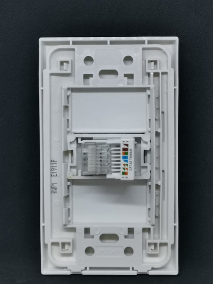 Royu 1 Gang LAN Outlet Cat5e white wall plate with Cat5e keystone jack mounted in frame