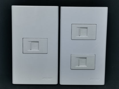 Royu 1 Gang LAN Outlet Cat5e white wall plate single port and double port side by side for home network