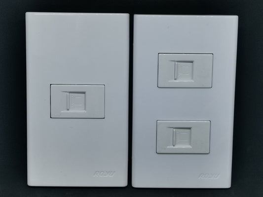 Royu 1 Gang LAN Outlet Cat5e white wall plate single port and double port side by side for home network