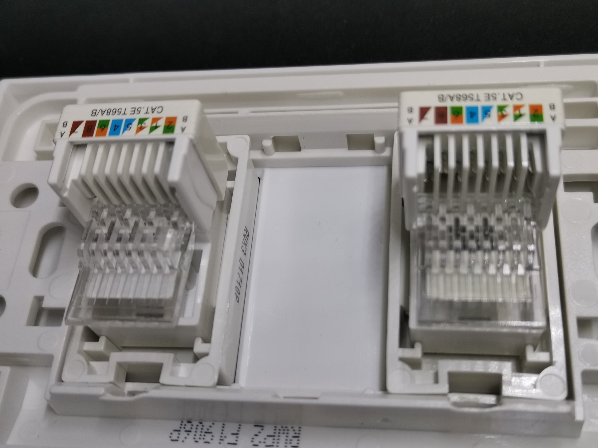 Royu 2 Gang LAN Outlet with Plate Wide white dual CAT6 keystone jacks mounted in wall plate