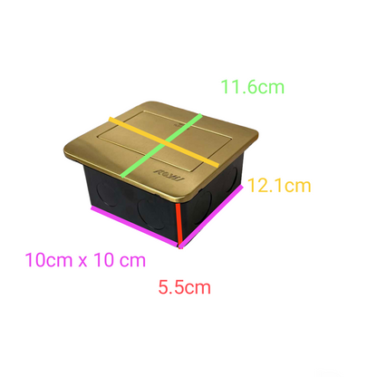 Royu Floor Outlet 3 Gang LAN Outlet Dark Gray with gold top cover and compact square design
