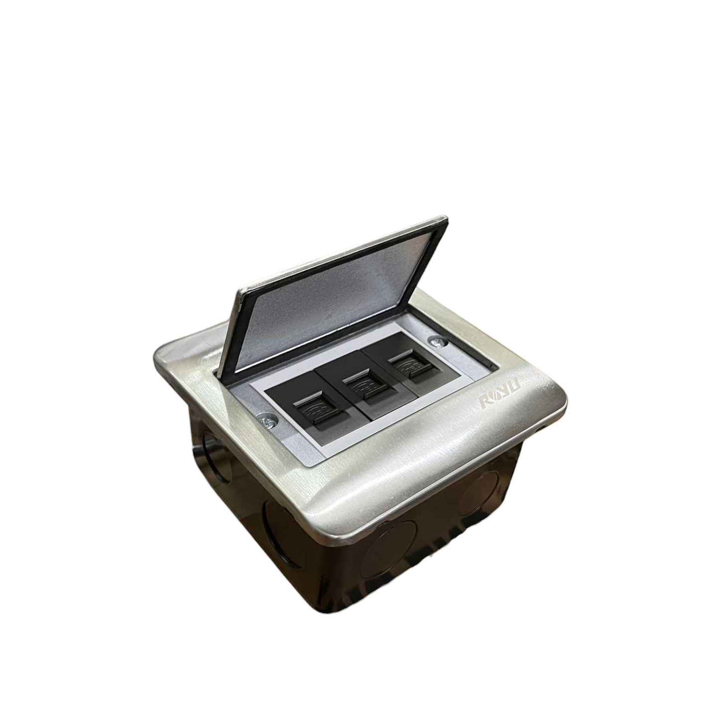 Royu Floor Outlet 3 Gang LAN Outlet Dark Gray with flip cover for floor installation
