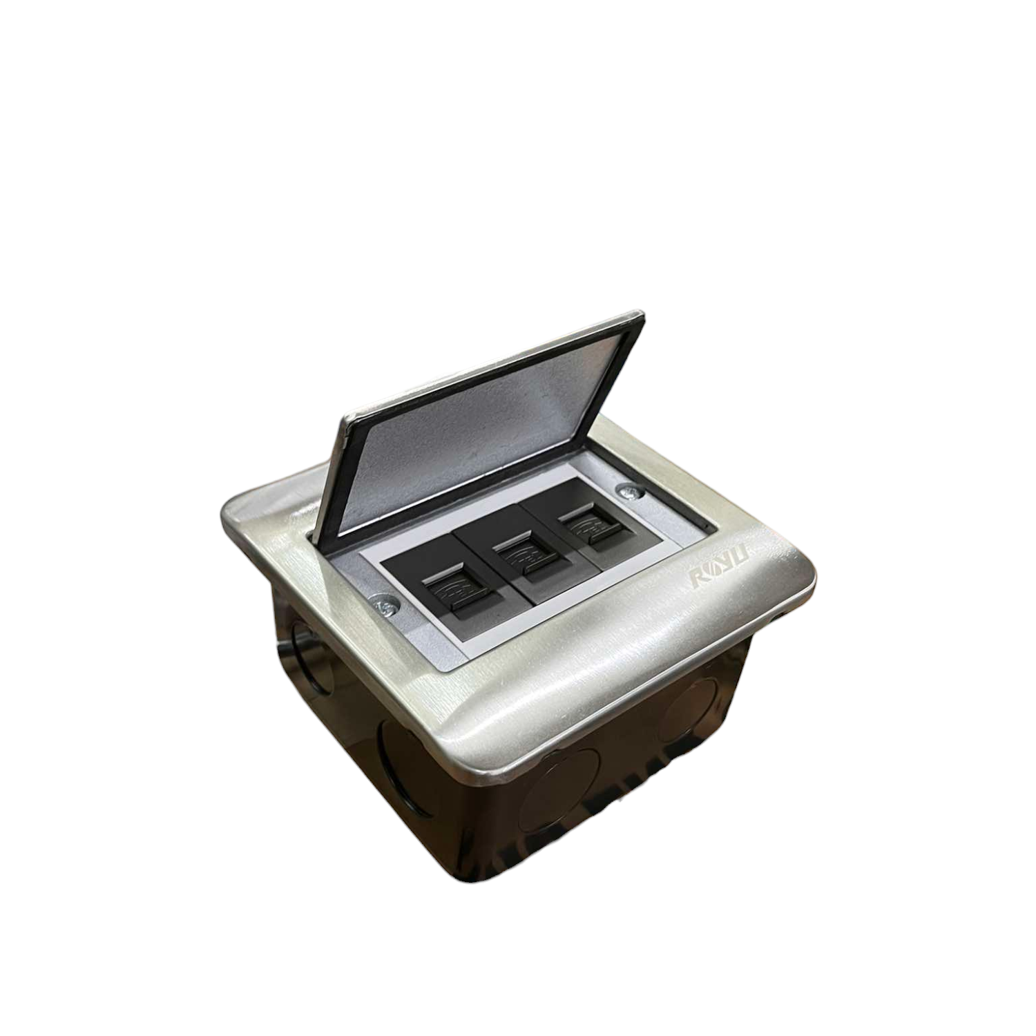 Royu Floor Outlet 3 Gang LAN Outlet Dark Gray with flip cover for floor installation