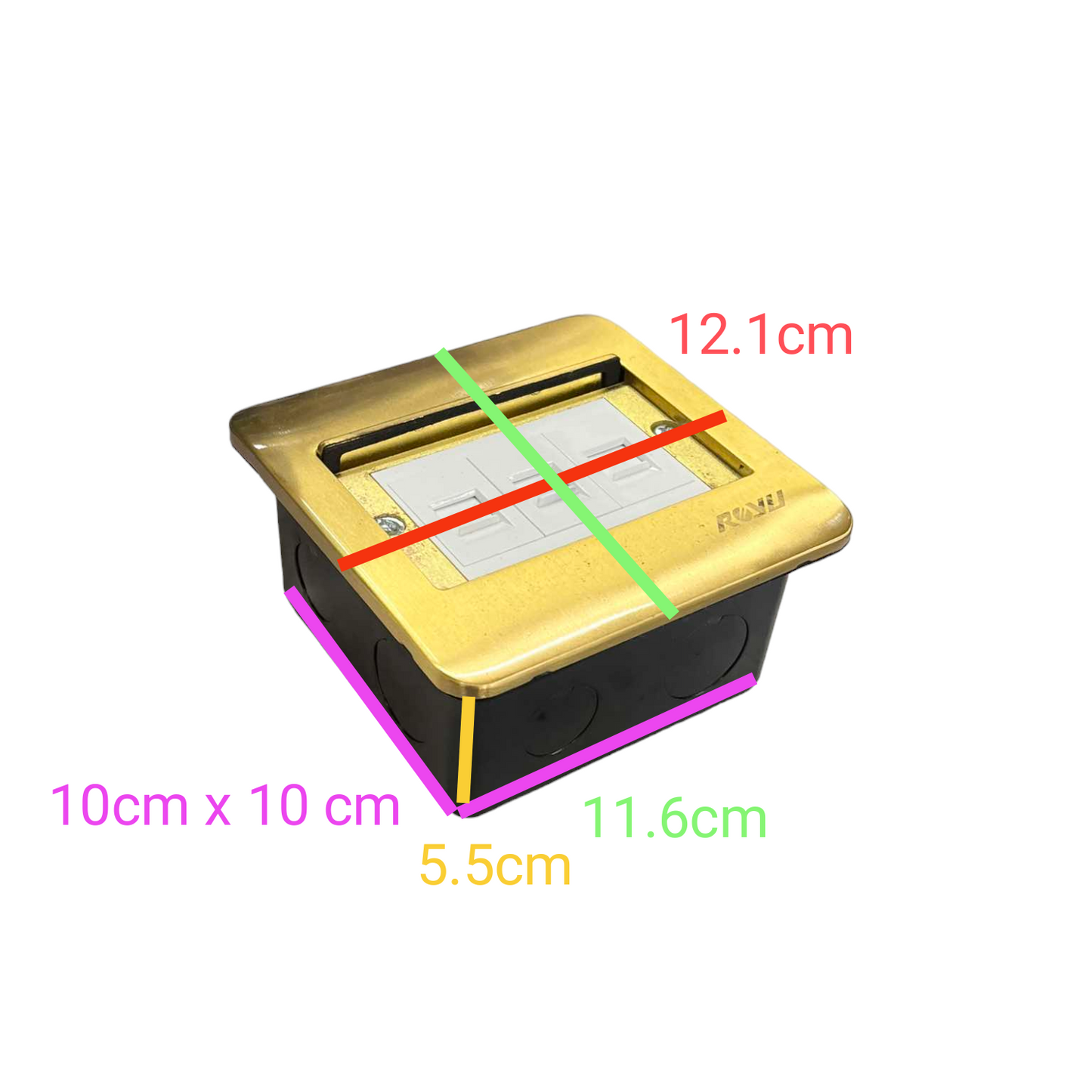 Royu Floor Outlet TEL and 2 LAN Outlet with gold frame for power and network connections