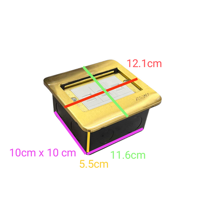 Royu Floor Outlet TEL and 2 LAN Outlet with gold frame for power and network connections