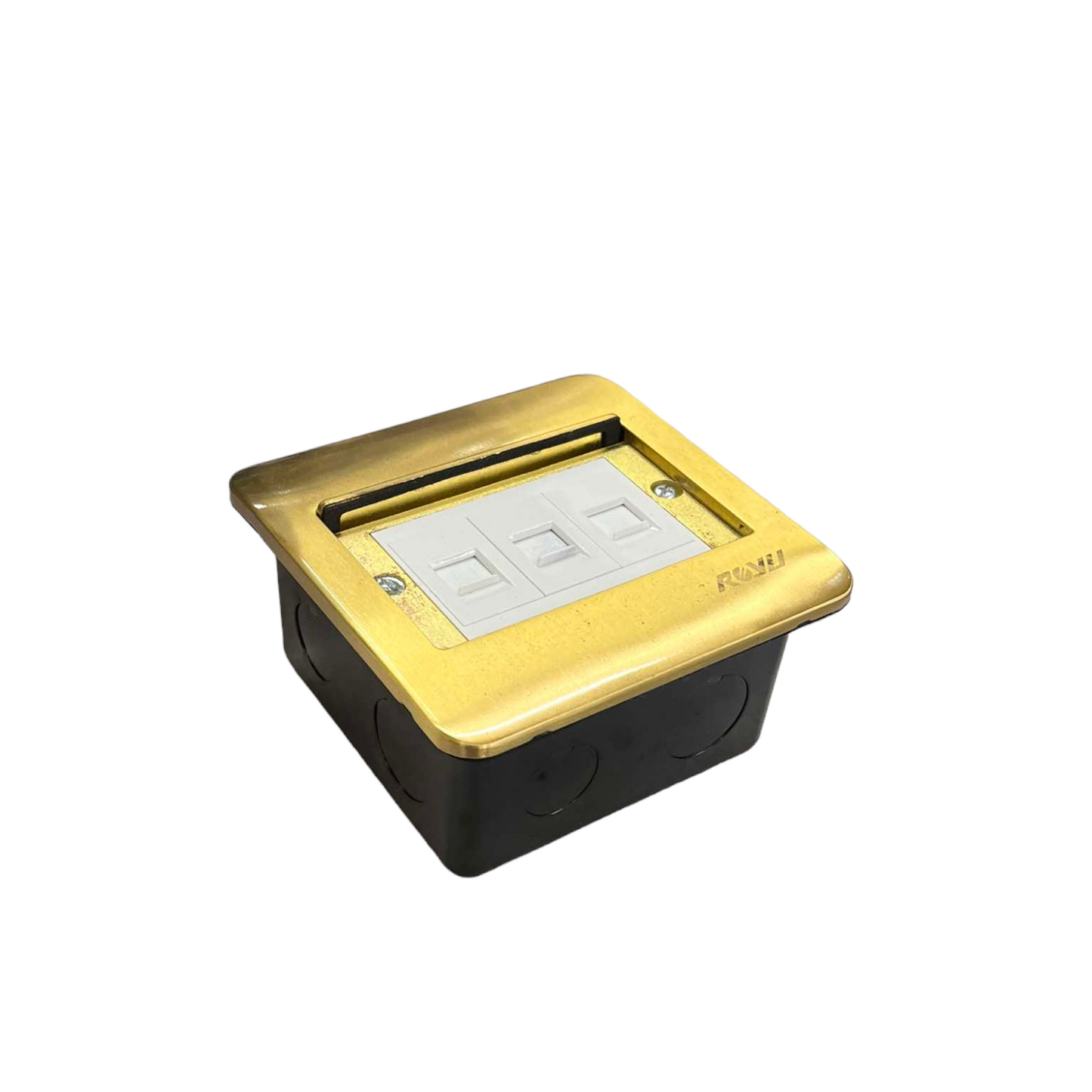 Royu Floor Outlet TEL and 2 LAN Outlet with brass frame for clean cable management