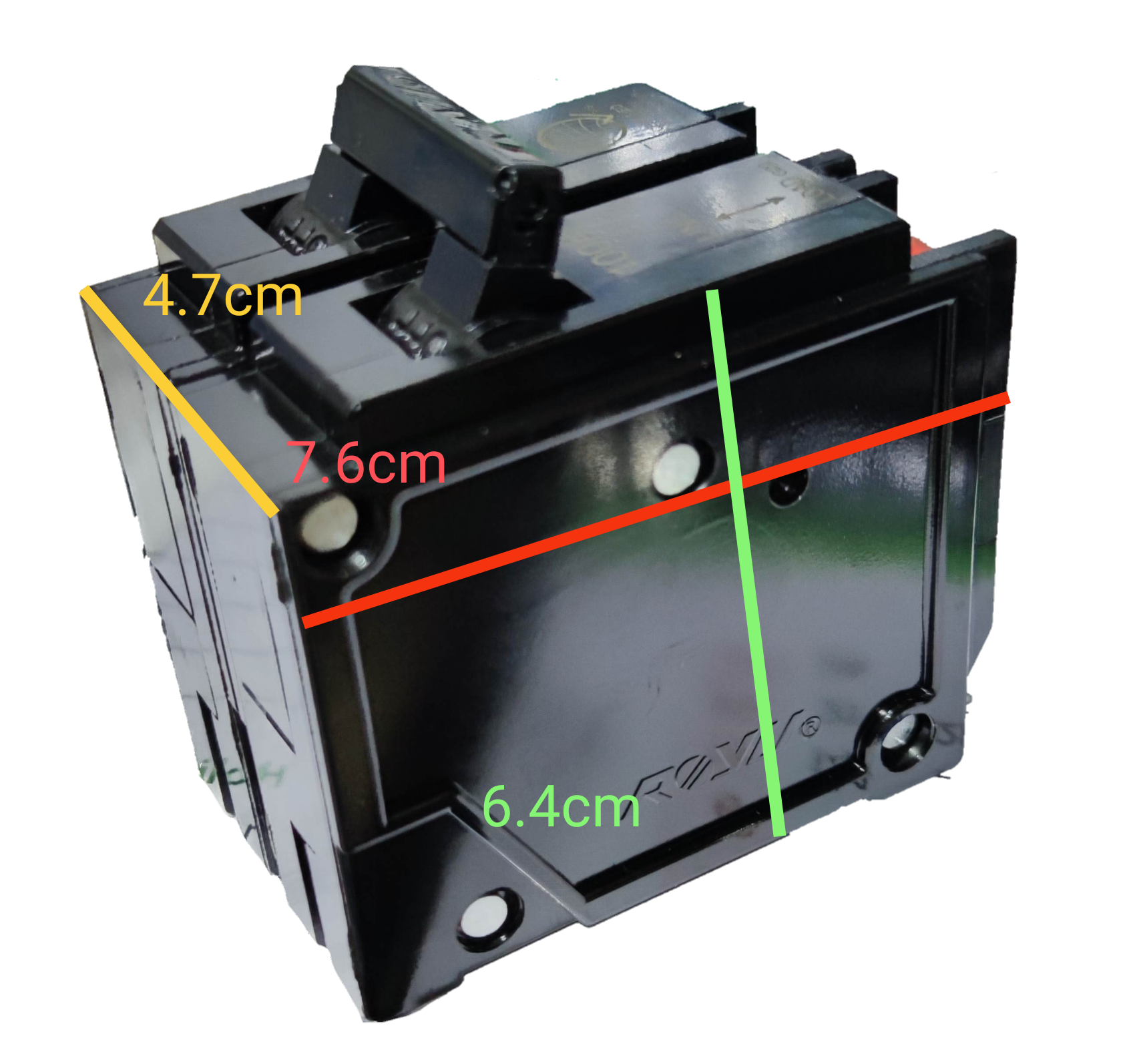 Royu 100A circuit breaker 2 pole 6KAIC 220V with compact design and clear dimensions for electrical use