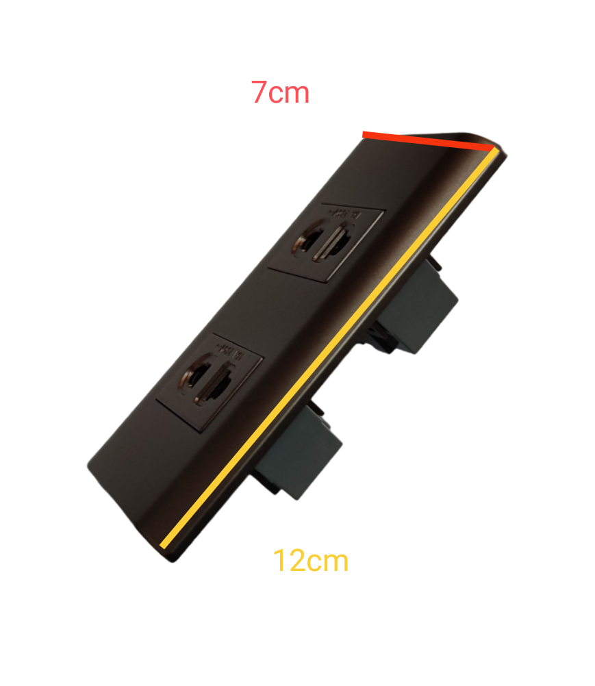 Royu 2 Gang Universal Outlet 15A 220V with modern design and dimensions of 12cm by 7cm