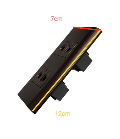 Royu 2 Gang Universal Outlet 15A 220V with modern design and dimensions of 12cm by 7cm